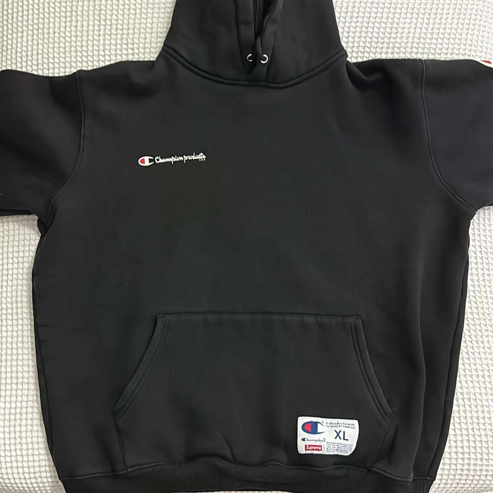 Supreme x Champion Hooded Sweatshirt FW16 Size XL Navy 🔥